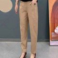 Oriana™ women’s cotton pants in khaki with elastic waistband and ankle-length slim leg