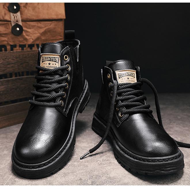 Declan - vintage PU leather lace-up boots