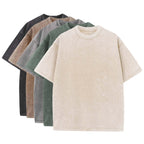 5-pack washed crewneck T-shirts in assorted earth-tone colors