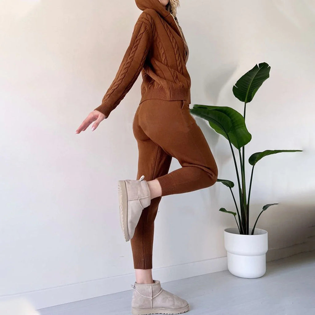 MANAHIL - Lässiges Set aus Strickjacke und Hose