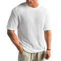 Men's waffle-knit crew-neck t-shirt, white, short sleeves