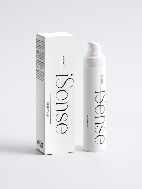 Anti-age peptide gift box with white pump bottle, front logo and side text